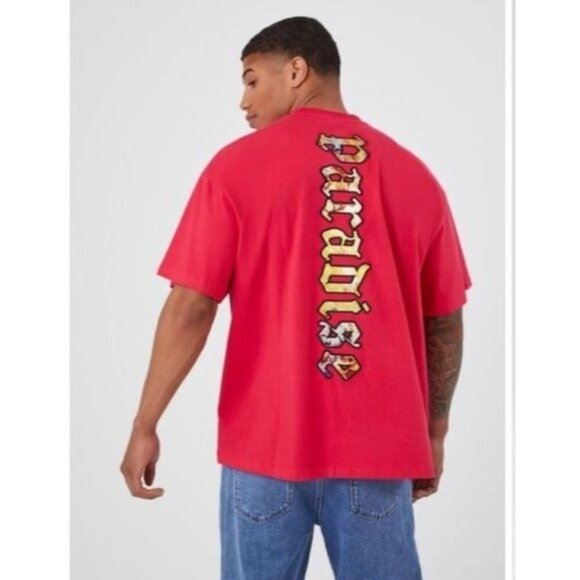 Forever 21 Red Graphic T-Shirt Lost In Heaven & Paradise Design Mens M Cotton Bl - Picture 4 of 7
